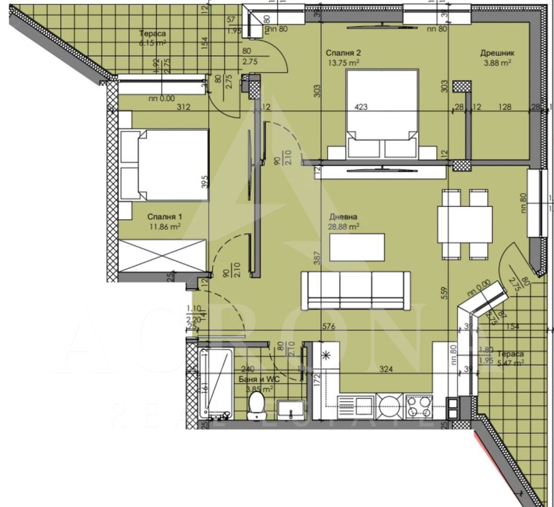 Тристаен апартамент в Луксозна сграда - 0