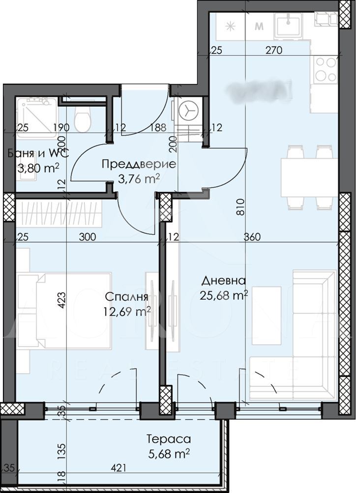 Двустаен апартамент кв. Тракия - 0