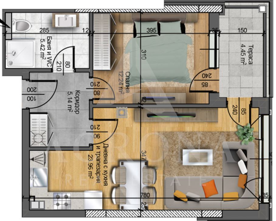 Двустаен с Акт 14 Гребна база-0 Двустаен с Акт 14 Гребна база - 0