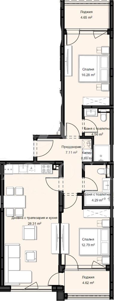 Тристаен апартамент кв. Остромила-0 Тристаен апартамент кв. Остромила - 0