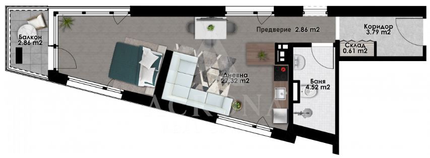 Едностайно жилище в район Южен-0 Едностайно жилище в район Южен - 0