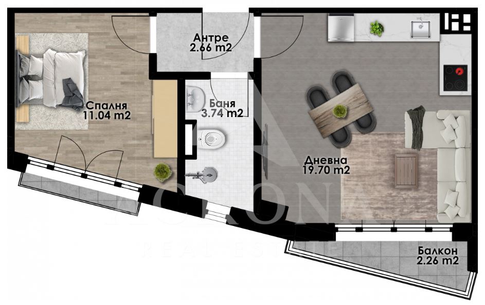 Двустайно жилище в район Южен - 0